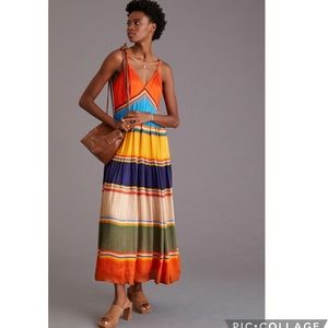 NWOT Anthropologie Tanvi Kedia Colorblock maxi Dress